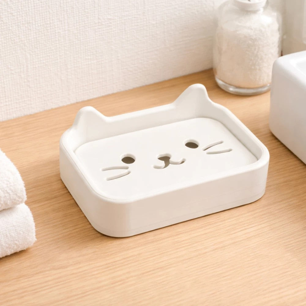 Saboneteira Gatinho Fofo Elegante Com Saída De Água