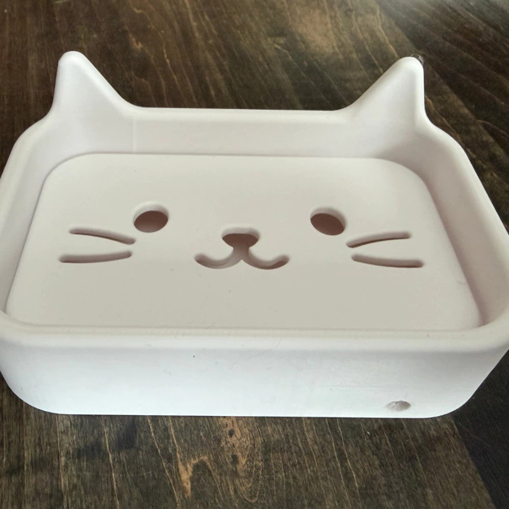 Saboneteira Gatinho Fofo Elegante Com Saída De Água