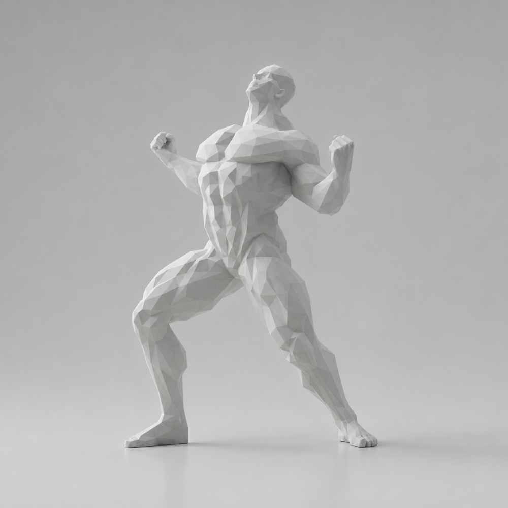 Estátua Decorativa Corpo Masculino Geométrica Moderna