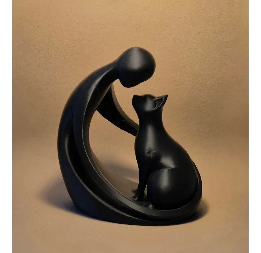 Escultura Gato Amor Felino Design Minimalista Elegante