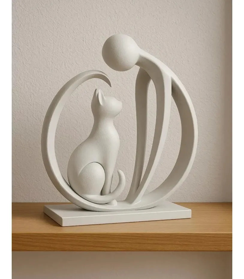 Escultura Amor Pet Gato Moderna E Minimalista Elegante