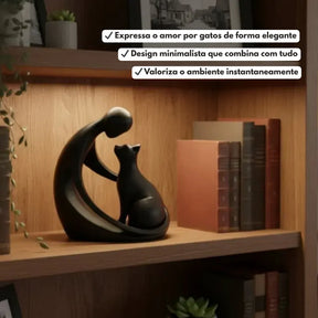 Escultura Gato Amor Felino Design Minimalista Elegante