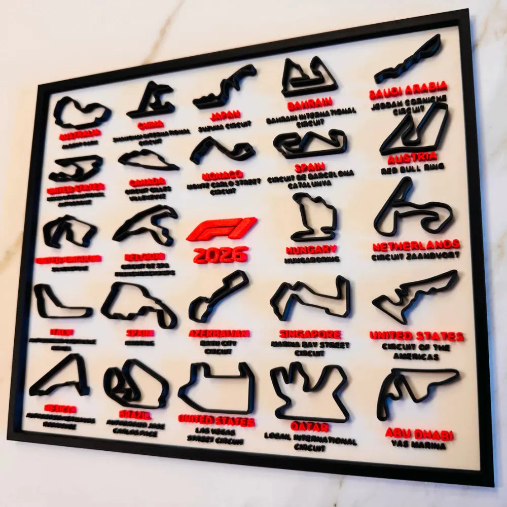 Quadro Decorativo F1 Calendário 2026 Completo