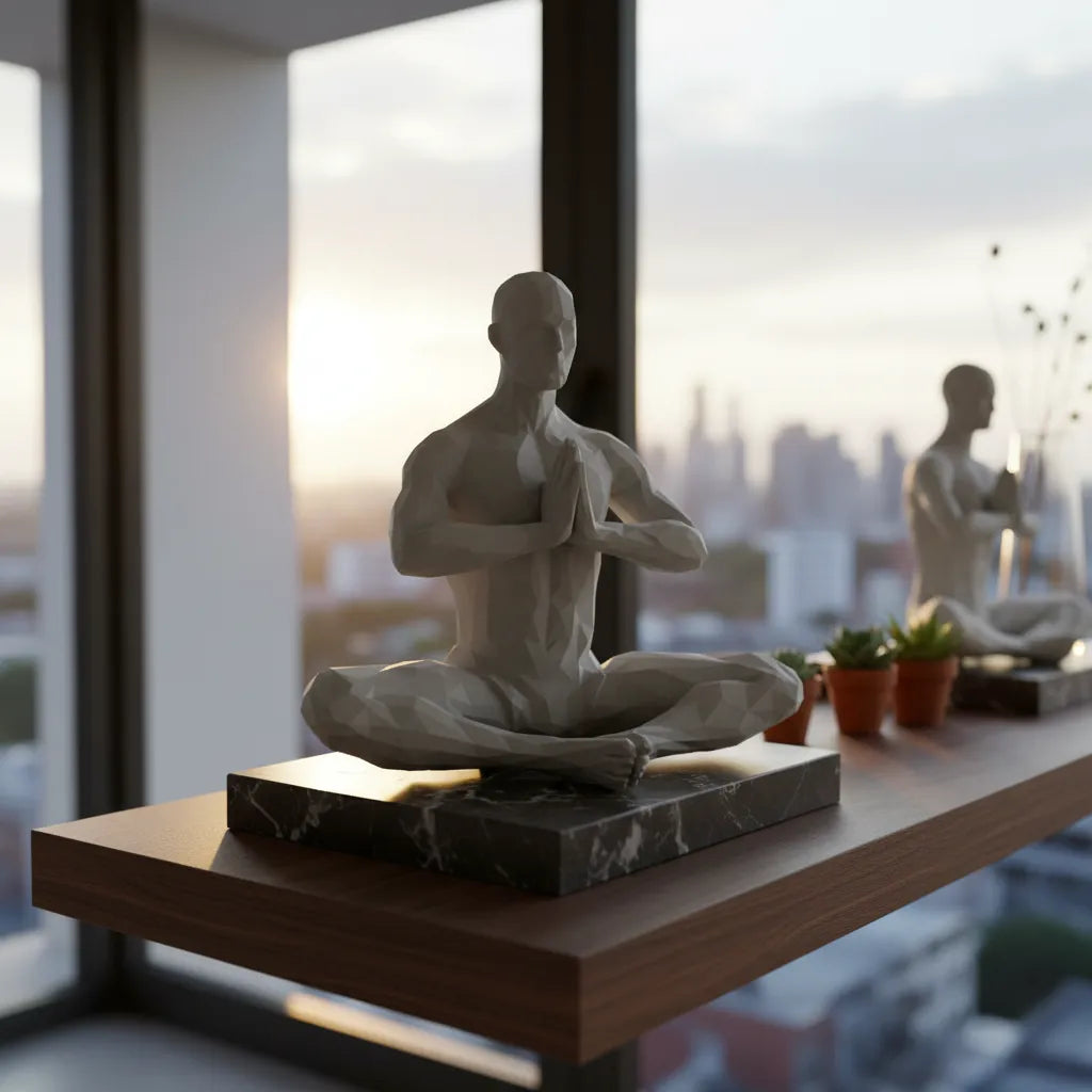 Estátua Geométrica Decorativa Meditação Men Yoga