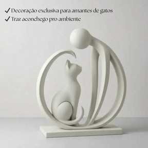 Escultura Amor Pet Gato Moderna E Minimalista Elegante