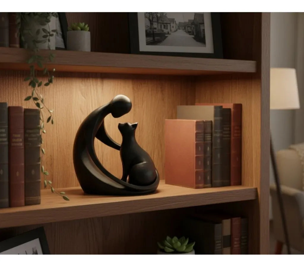 Escultura Gato Amor Felino Design Minimalista Elegante