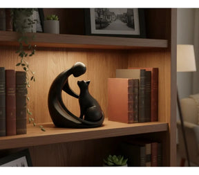 Escultura Gato Amor Felino Design Minimalista Elegante