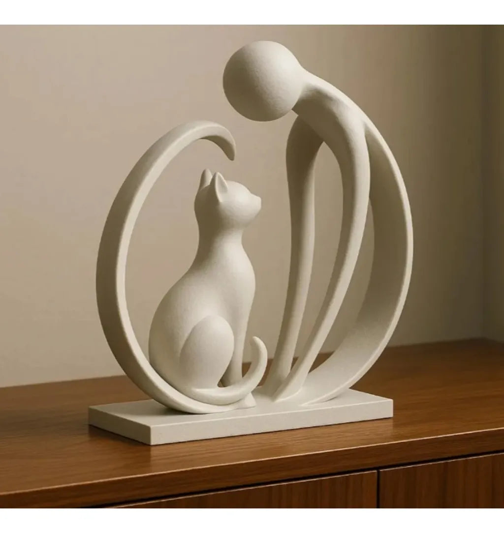 Escultura Amor Pet Gato Moderna E Minimalista Elegante