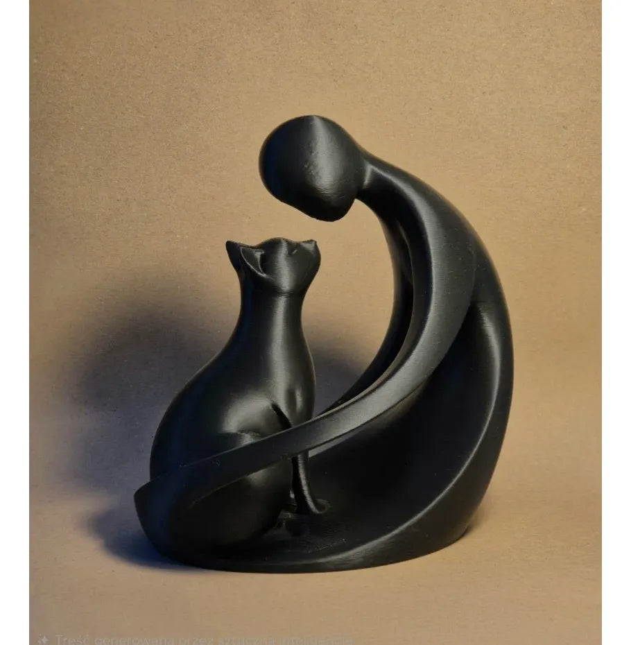 Escultura Gato Amor Felino Design Minimalista Elegante