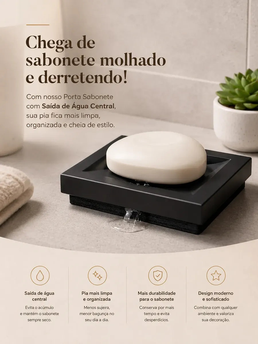 Porta Sabonete Suporte Com Saída De Água Central