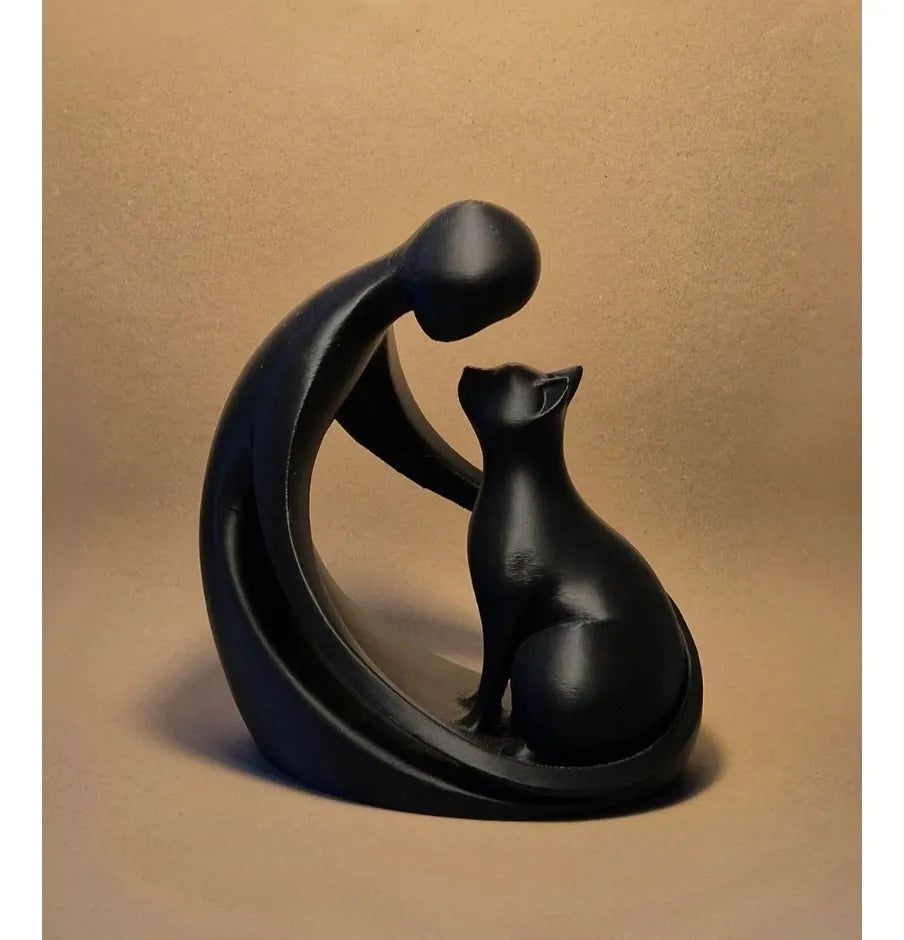 Escultura Gato Amor Felino Design Minimalista Elegante