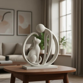 Escultura Amor Pet Gato Moderna E Minimalista Elegante