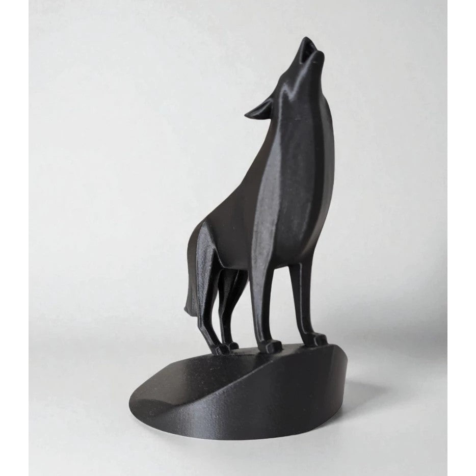 Escultura Lobo Preto Design Minimalista Luxo