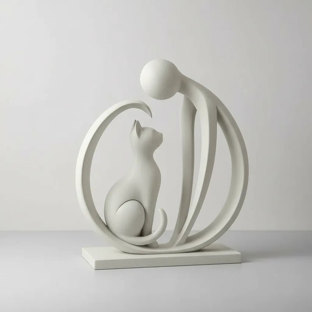 Escultura Amor Pet Gato Moderna E Minimalista Elegante