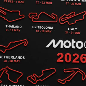 Quadro Motogp 2026 Decorativo Com Circuitos De Motociclismo