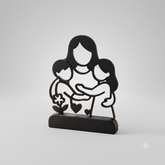 Escultura Mãe E Seus Dois Filhos Carinhosamente Abraçada