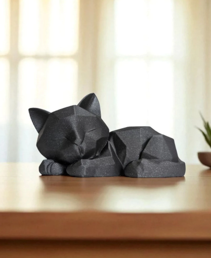 Gatinho Decoração Dormindo LowPoly