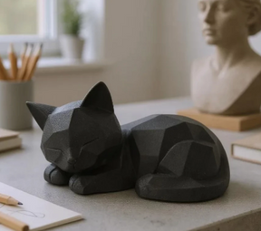 Gatinho Decoração Dormindo LowPoly