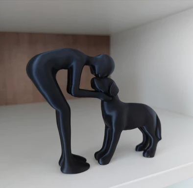 Estátua Cachorro Love Decoração Minimalista