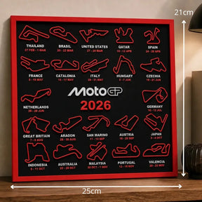 Quadro Motogp 2026 Decorativo Com Circuitos De Motociclismo